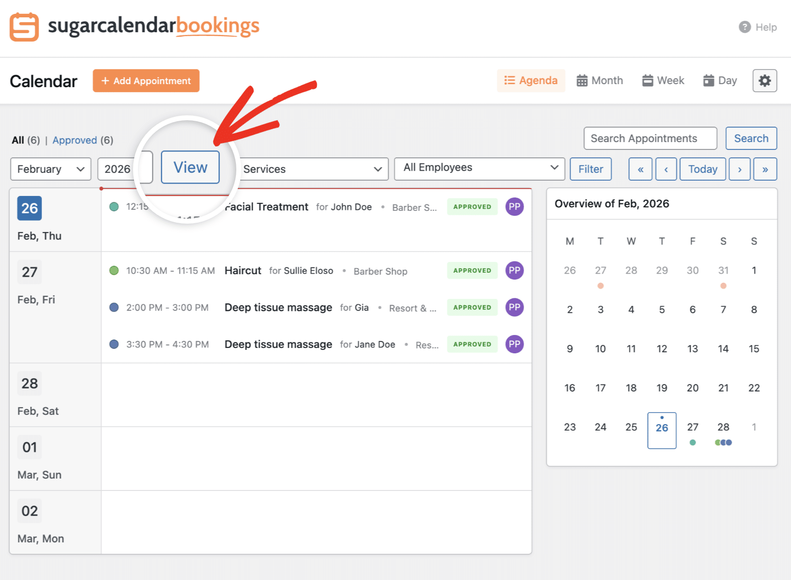 Use date selectors and View button
