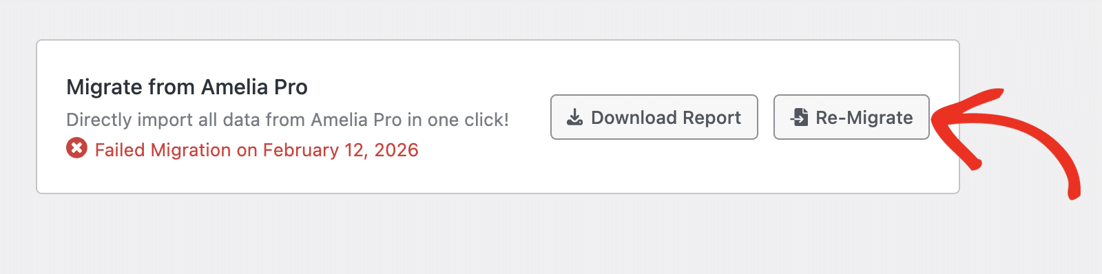 Click Re-Migrate to run the migration process again