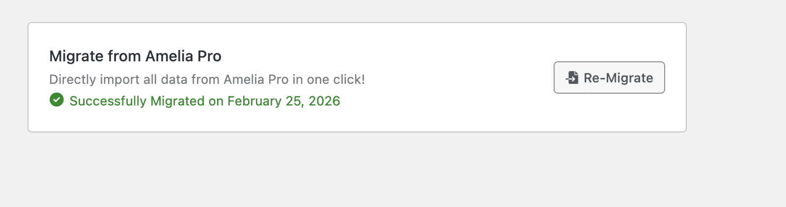Migration successful result