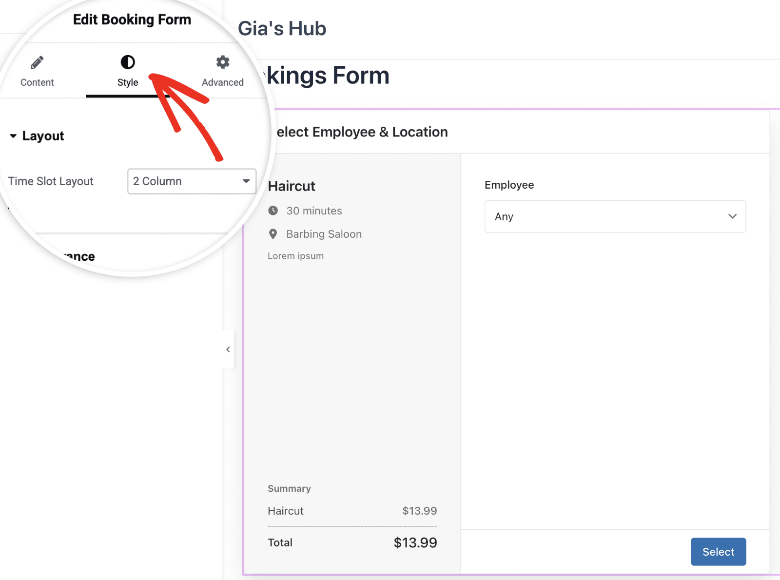 Style tab in Elementor