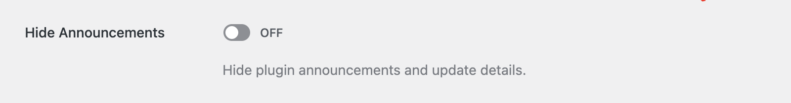 Hide Announcements toggle in the Misc settings tab