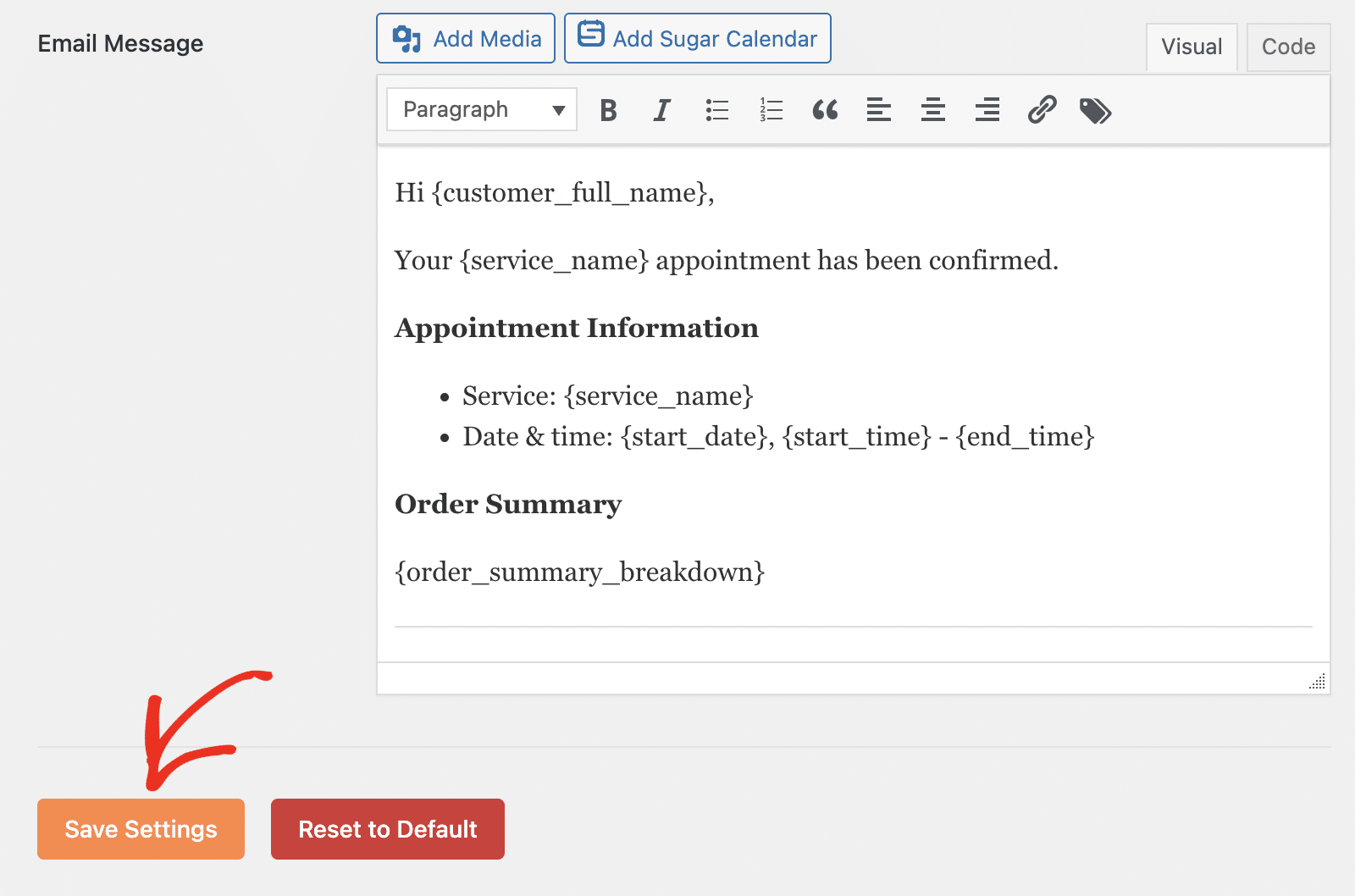 Save your email customizations