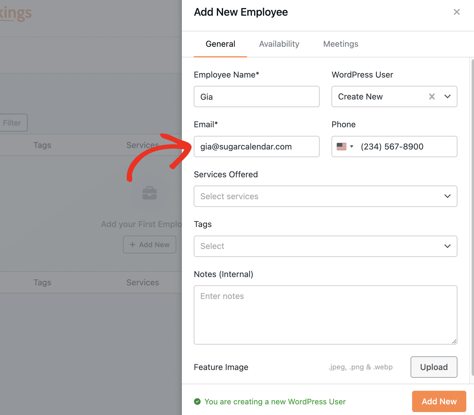 Enter Employee email and phone number