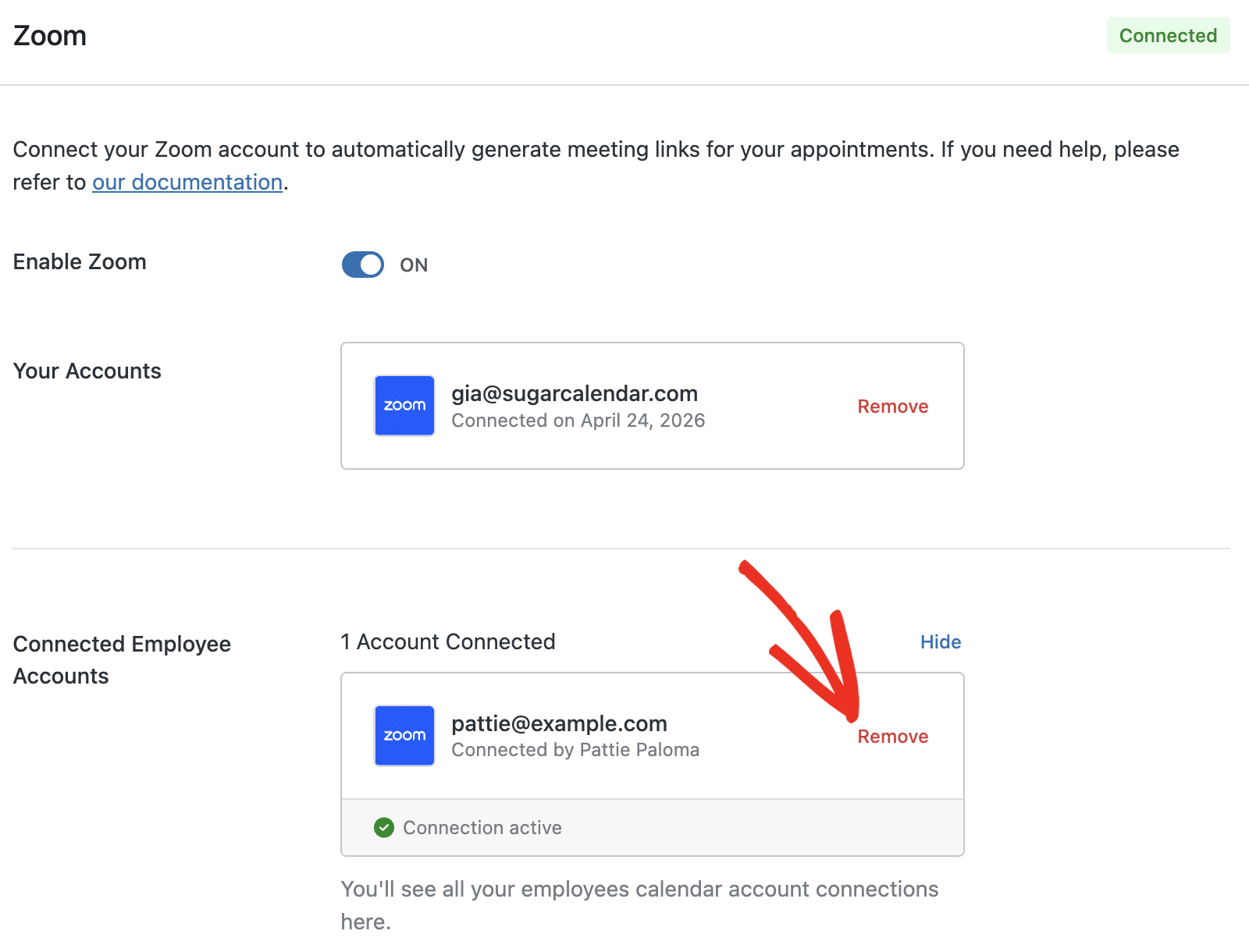 Remove employee connection