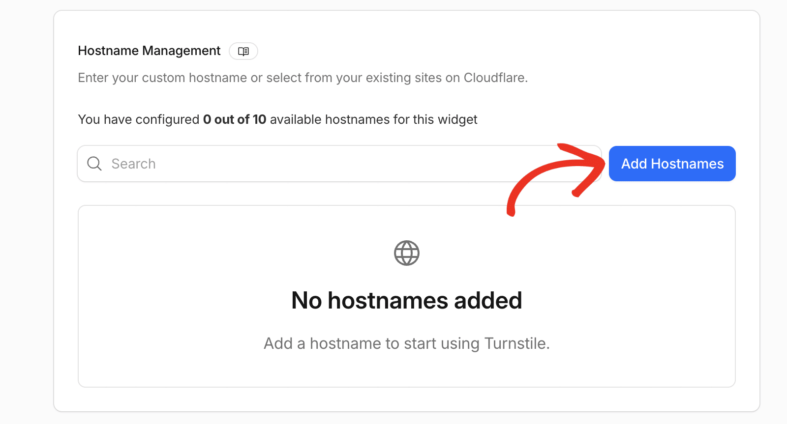 Click Add Hostnames Button Click Add Hostnames Button