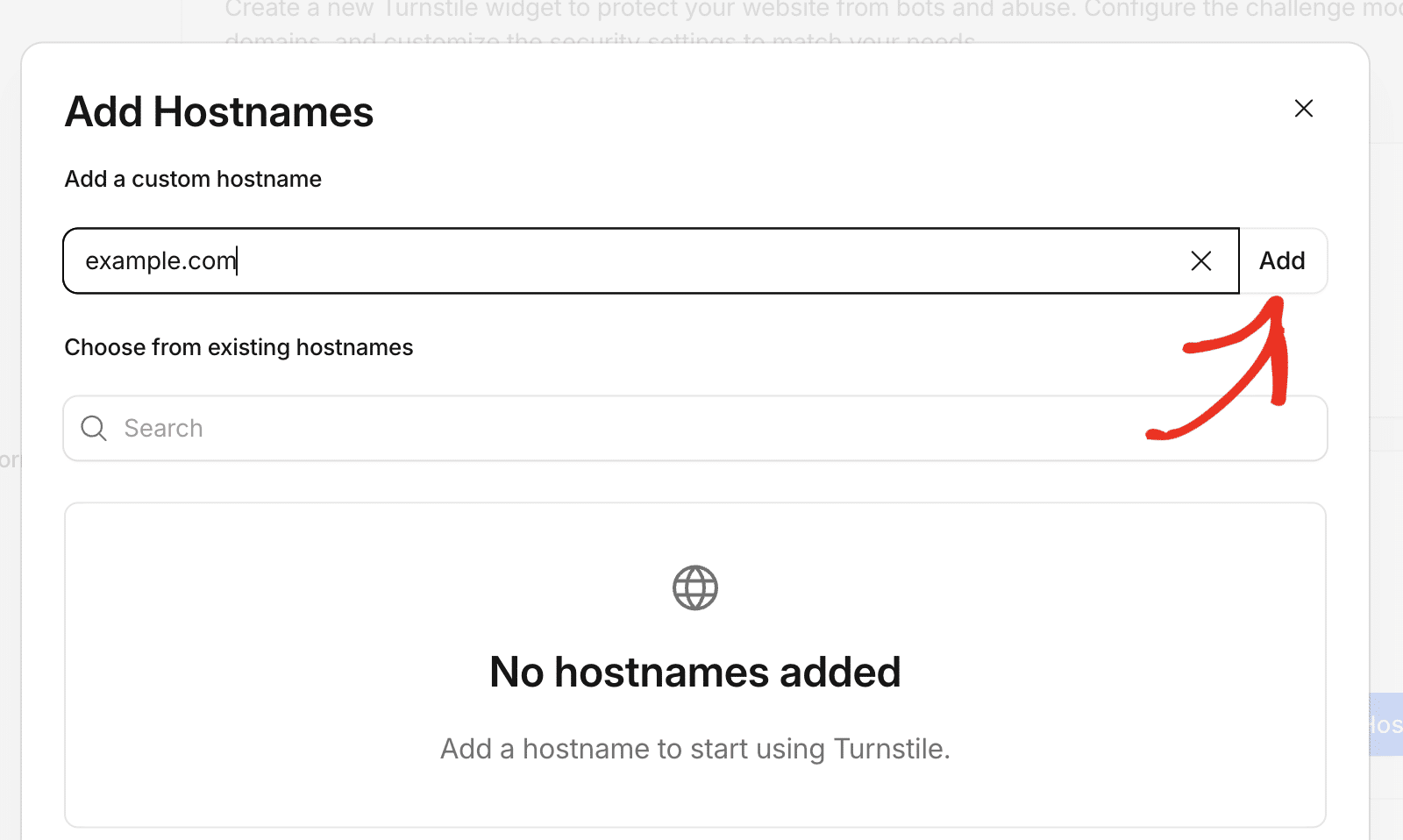 Add Custom Hostname Add Custom Hostname