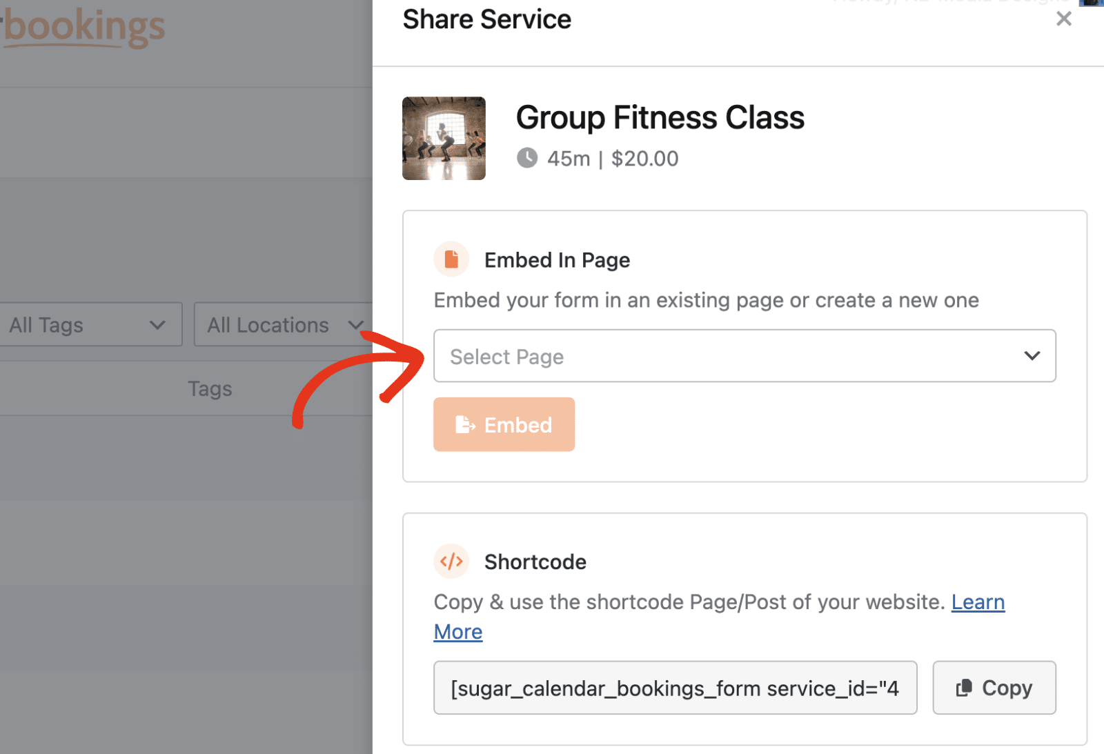 Select page dropdown