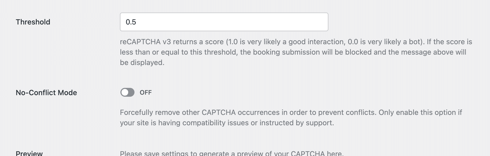 Score threshold