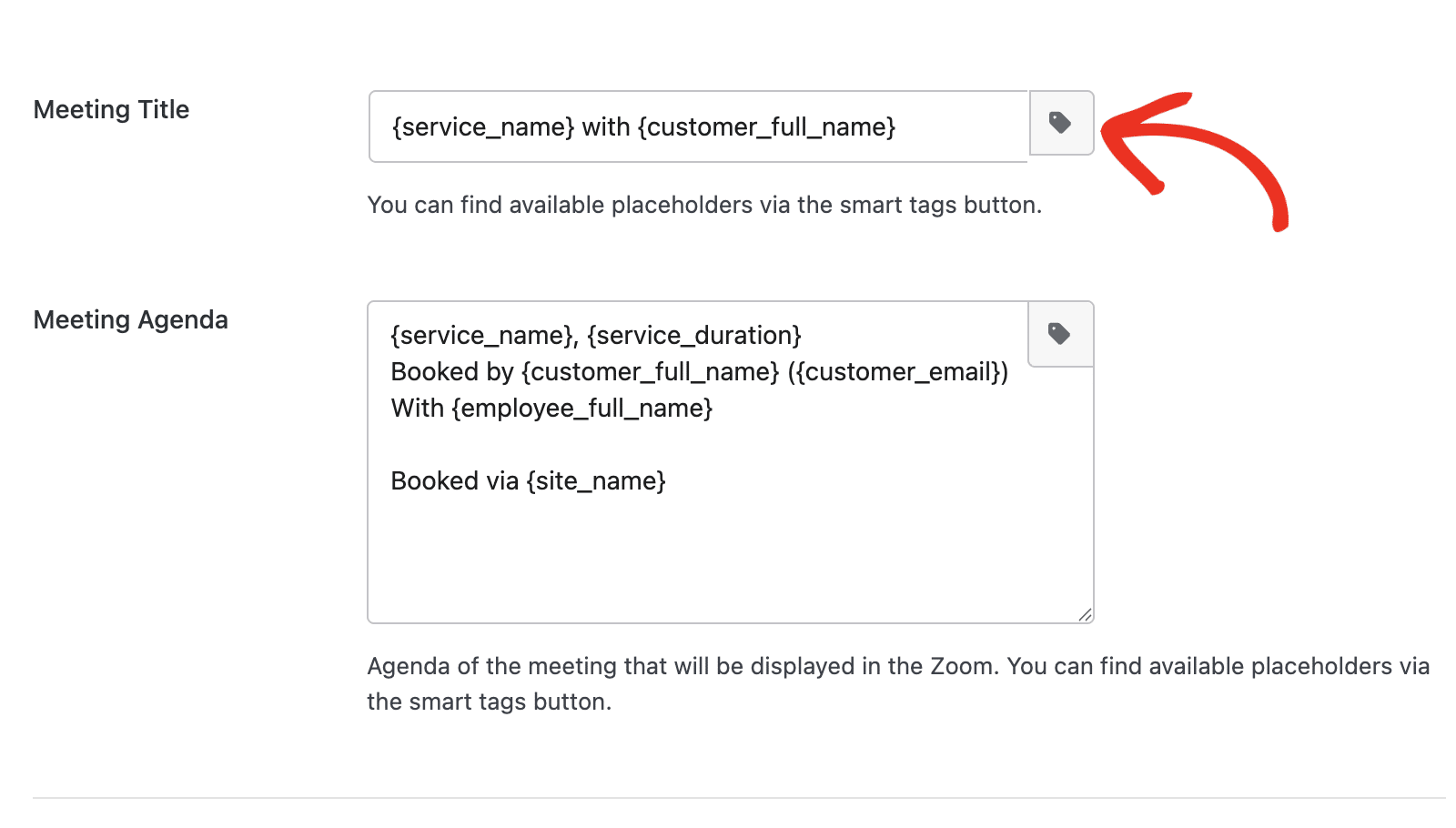 Click the Smart tags icon