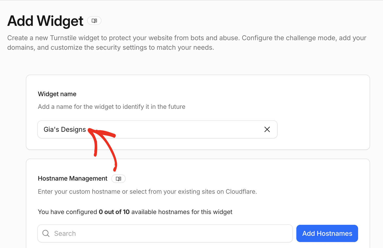 Enter Widget Name Enter Widget Name