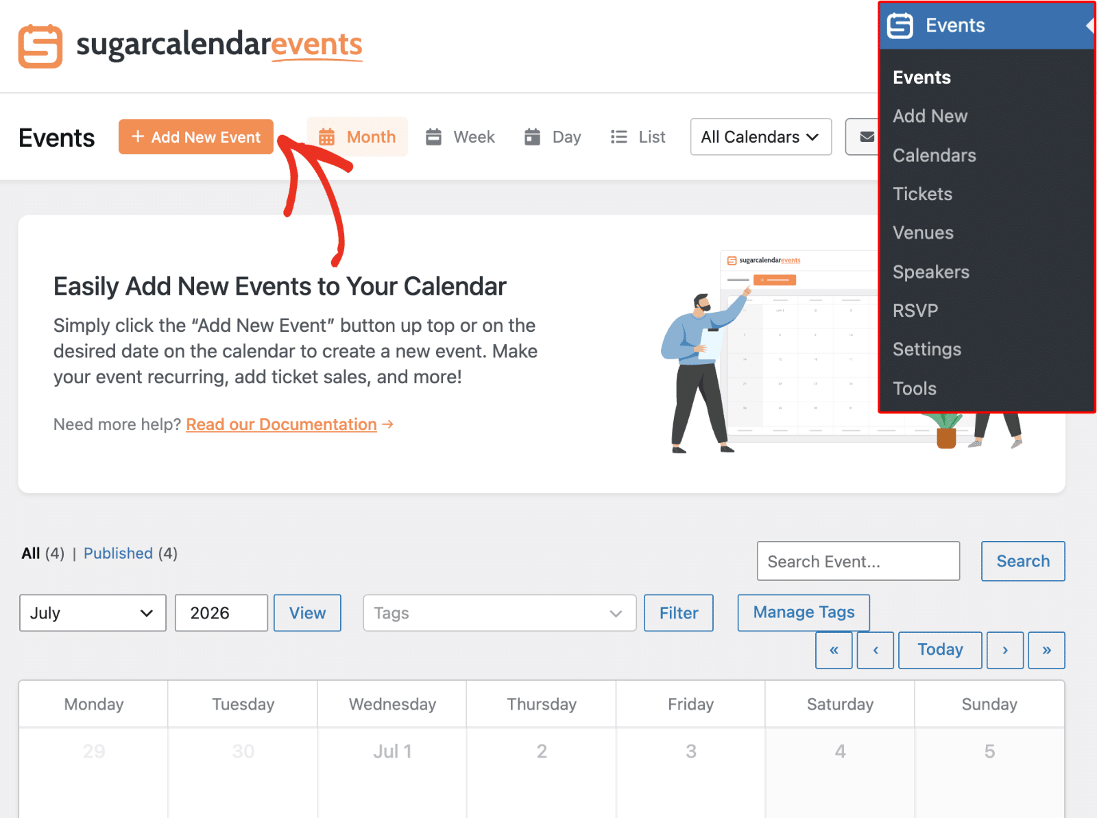 Click Tickets from Event section