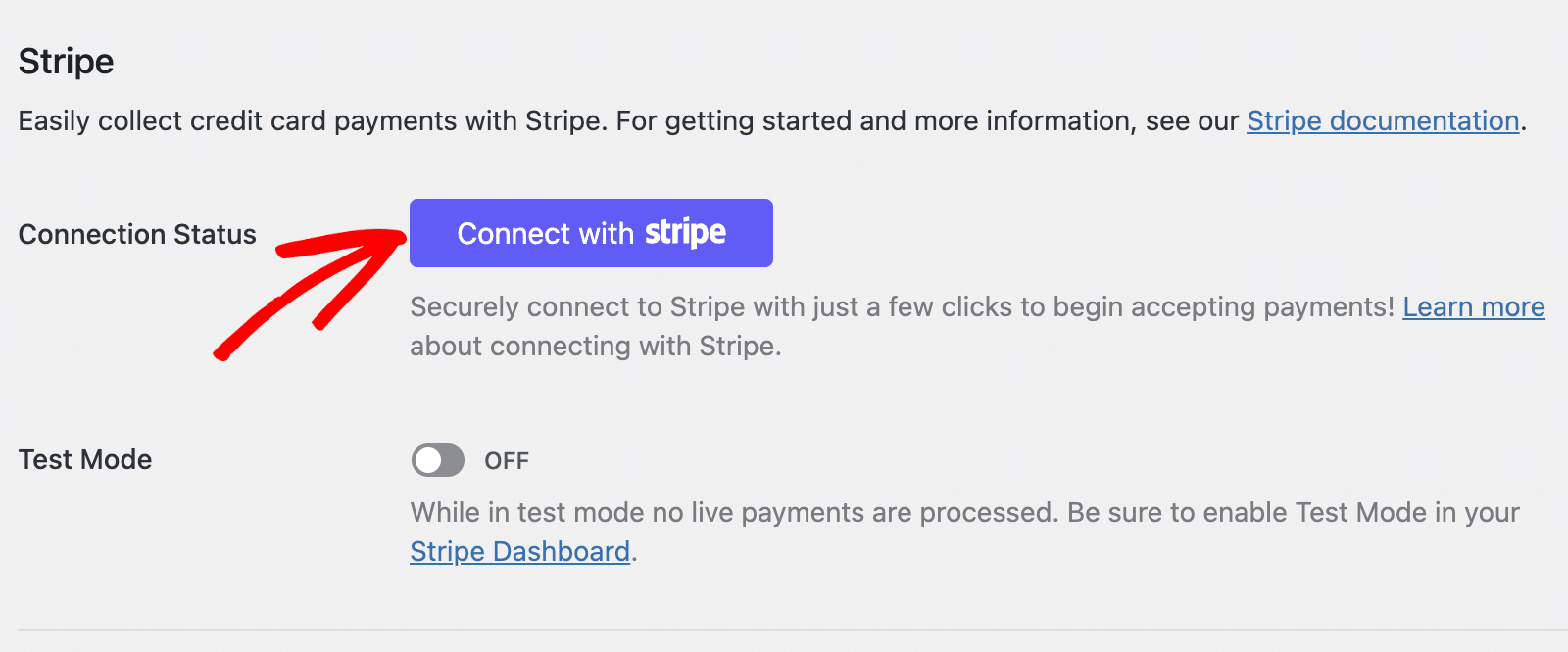 Connect with Stripe button