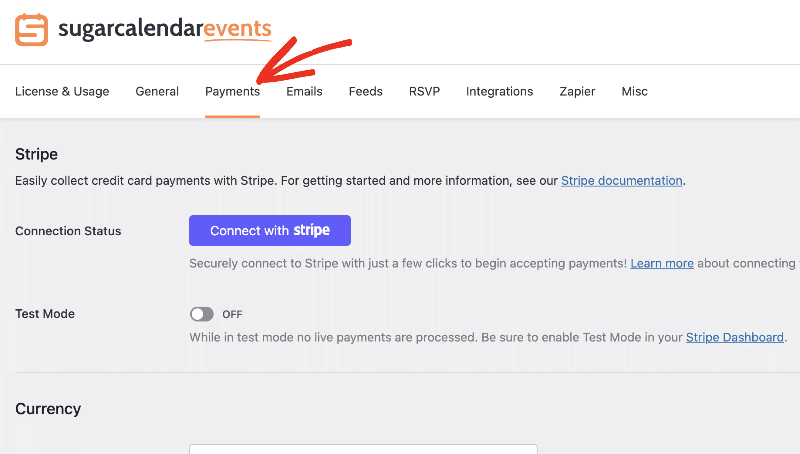 Payments tab