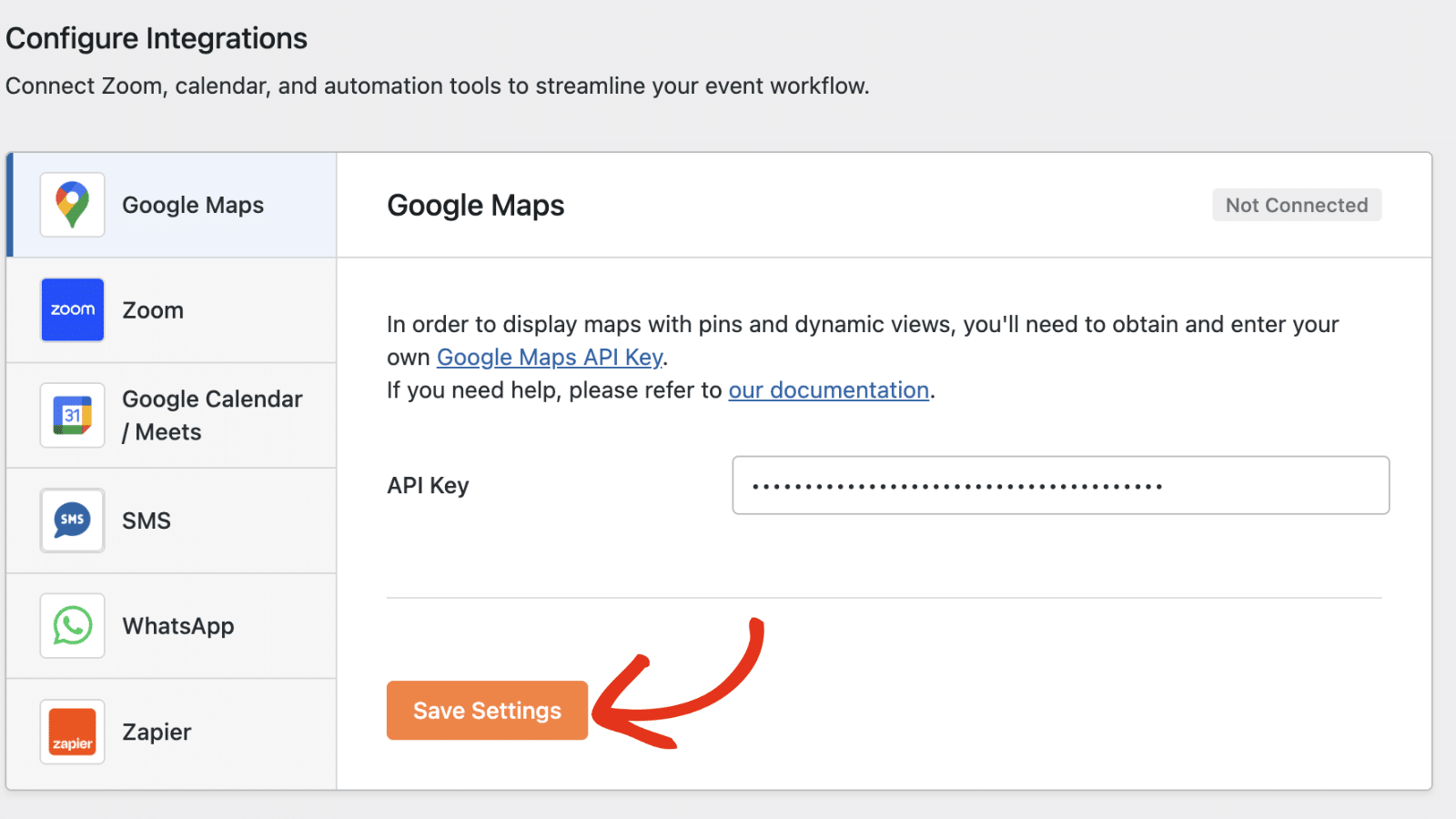 Save settings