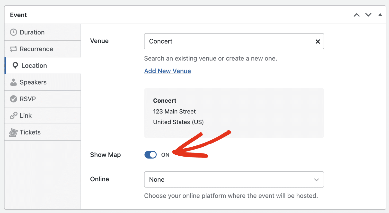 Toggle on Show Map option