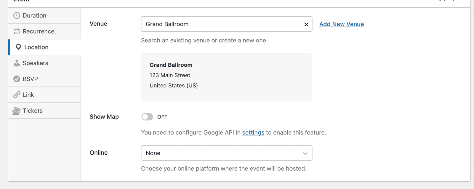 Select new address