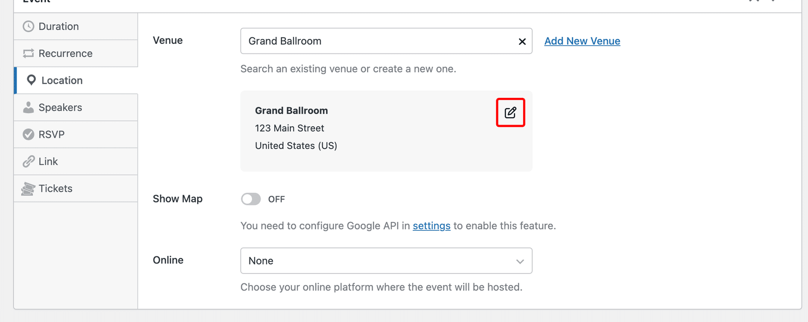 Edit venue icon