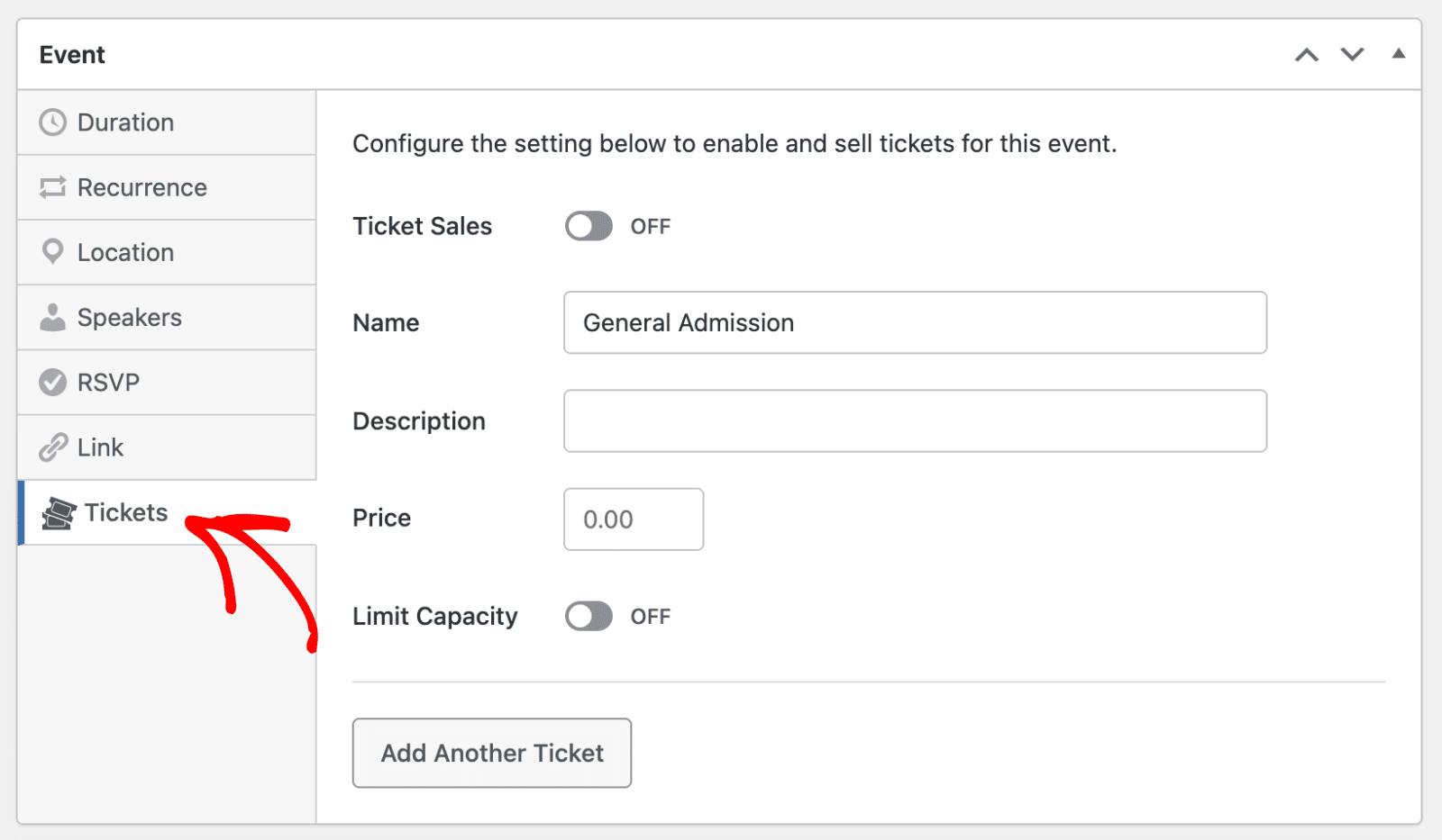 Click the tickets tab