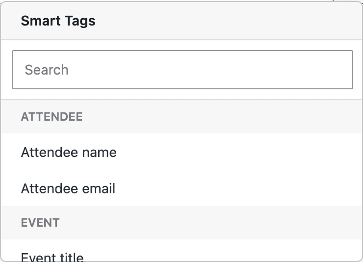 The Smart Tags picker open, with the tags grouped and searchable.