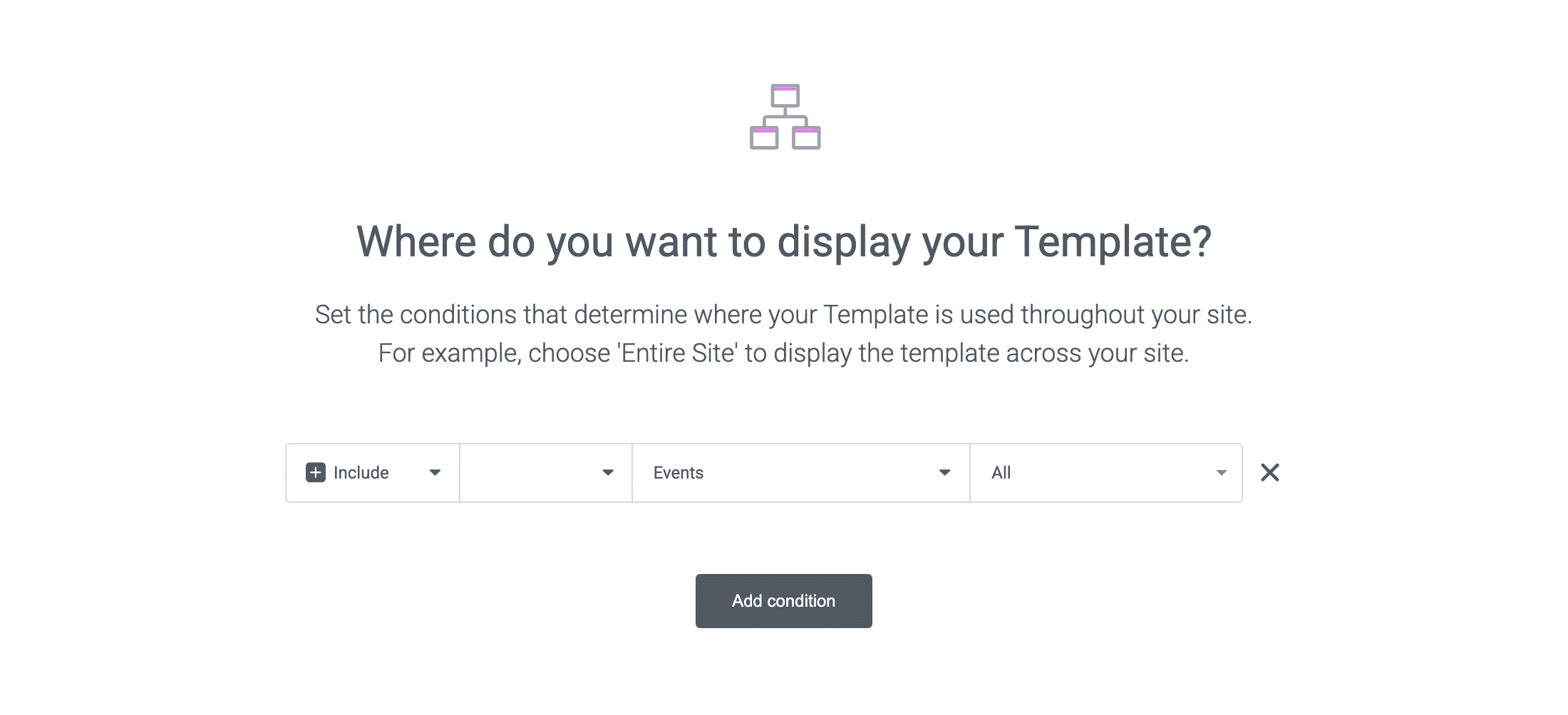Elementor's display-conditions dialog
