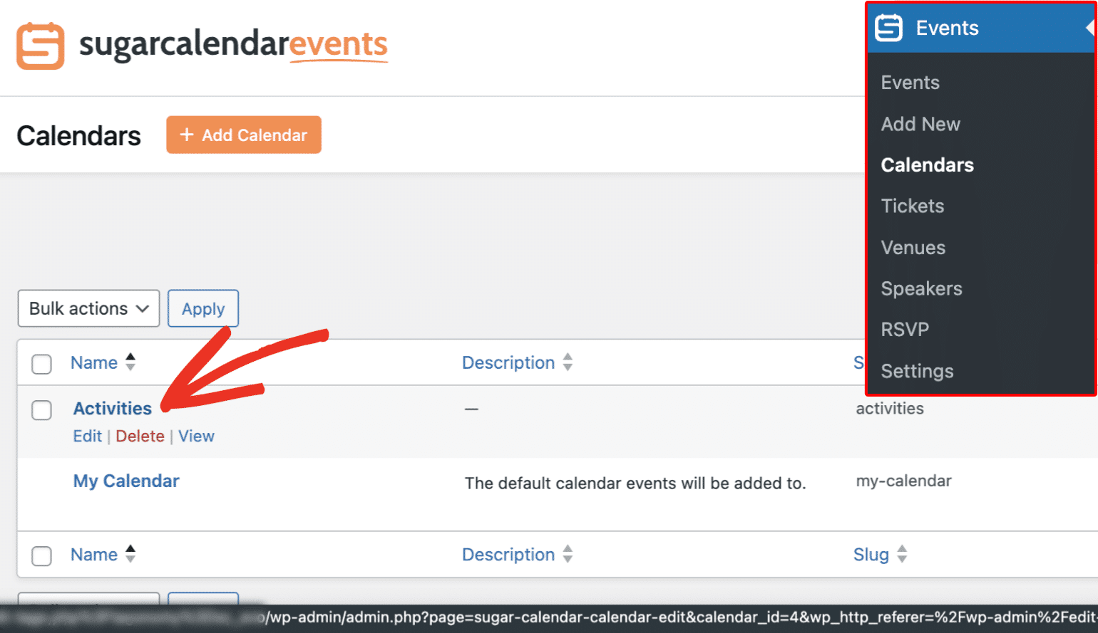 Hover over calendar