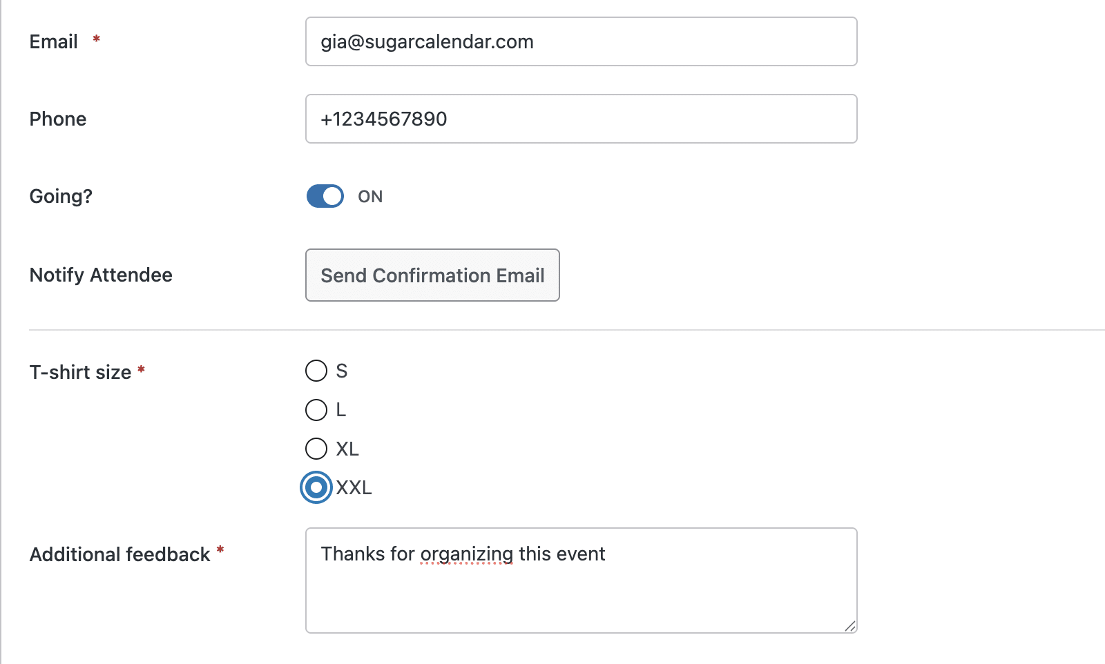 Edit RSVP response