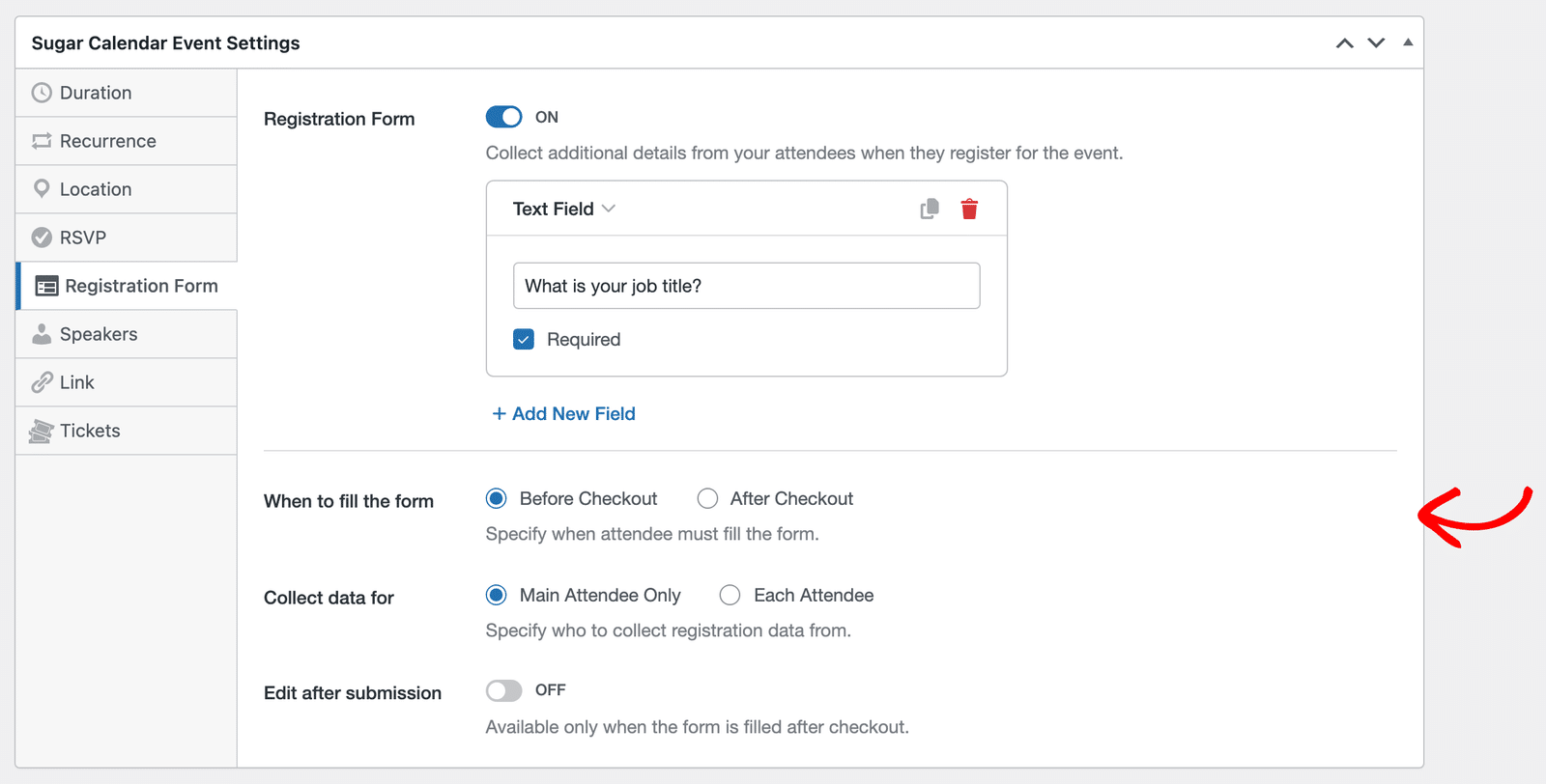 The When to fill the form setting