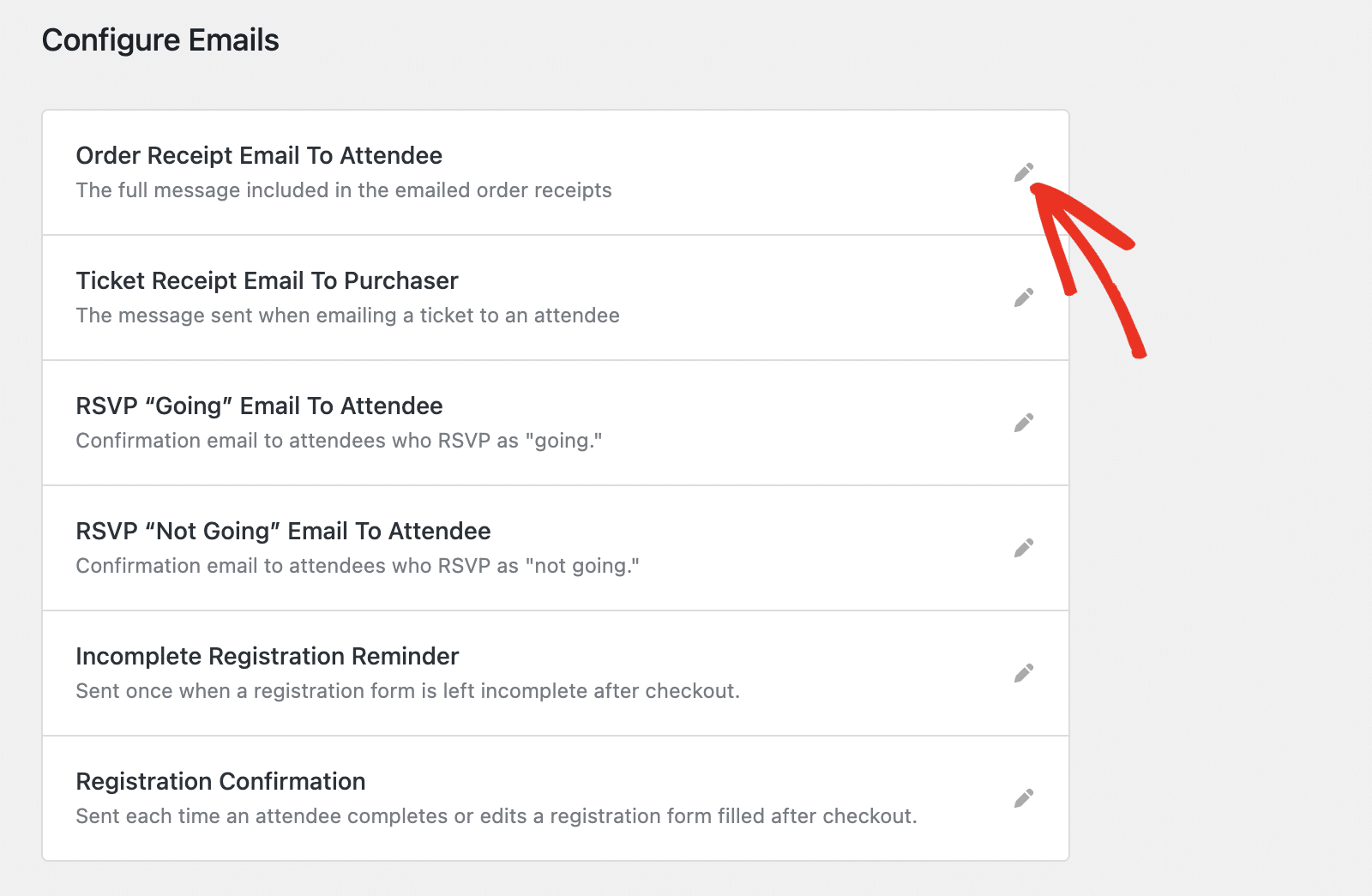 Click pen icon to edit email
