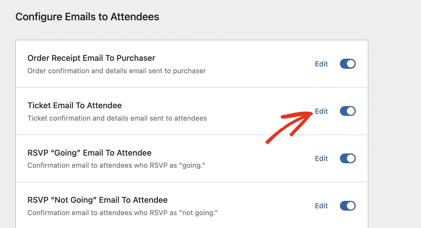 Edit an email notification