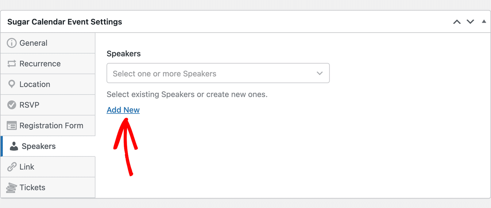 the Add New link below the Speakers field