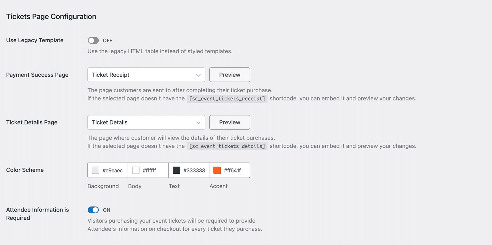 the Attendee Information is Required option switched on