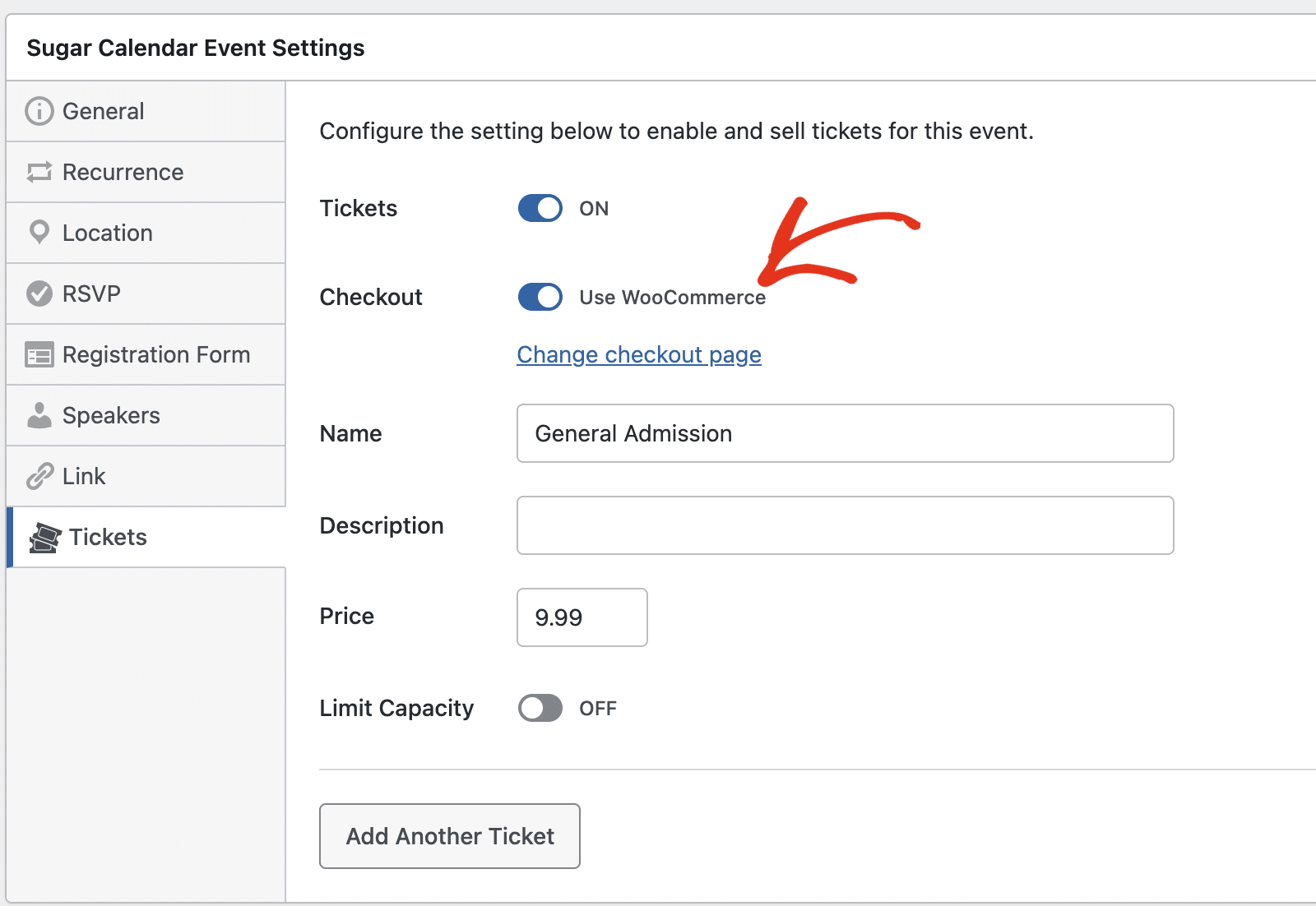 Set the Use WooCommerce button to the ON position