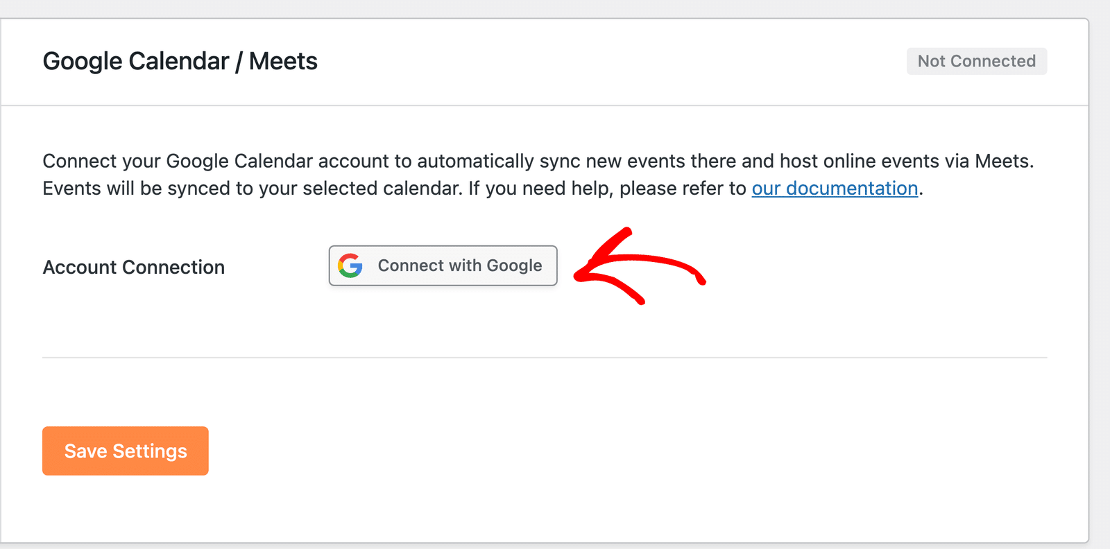 The Connect with Google button