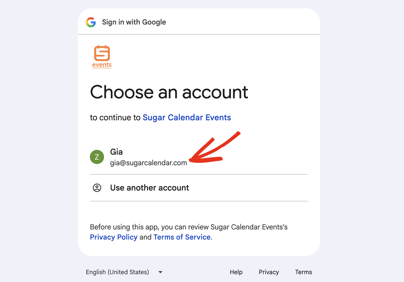 Choosing a Google account to connect
