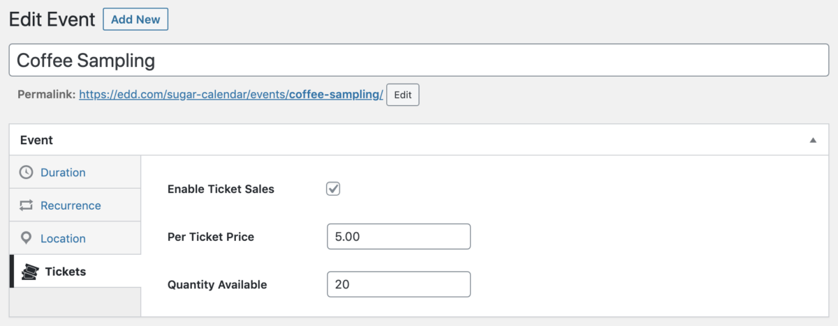 Event Ticketing Configuration